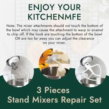 3 Pieces Stand Mixers Repair Set for Kitchen Tilt-Head Stand Mixers K45DH Dough Hook K45B Coated Flat Blade Paddle K45WW Wire Whip Replace for kitchen aid Mixers Accessories by AMI PARTS