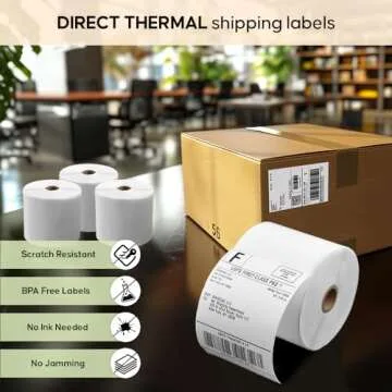 SL450 4x6 Shipping Label in 1 Roll (450 Pages per roll) for Arkscan Printers, Compatible with Other Printers Including Zebra LP2844, Zp-450, Zp-500, Zp-505, Design for Direct Thermal Printers, White.