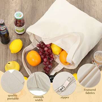 Epakh 8 Pack Reusable Canvas Totes - Durable & Stylish