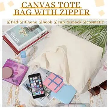 Epakh 8 Pack Reusable Canvas Totes - Durable & Stylish