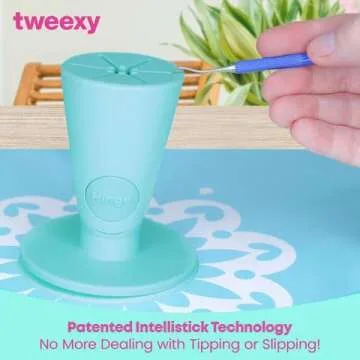 tweexy Hinge Untippable Vinyl Weeding Scrap Collector | Smartgrip Anti-Spill Airlock Suction Weeding Vinyl | HTV Crafting Adhesive Paper Sheet Holder | Weeding Tools for Vinyl (Sea Green, Standard)
