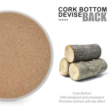 6Pcs Drink Coasters with Holder, Marble Style Ceramic Drink Coaster, Absorbent Coasters Set Suitable for Kinds of Cups, Modern Style Coasters for Coffee Table, 4 Inches