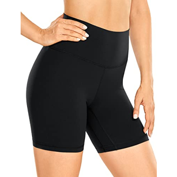 CRZ YOGA Women's Brushed Naked Feeling Biker Shorts 6 Inch - High Waist Comfort Fit
