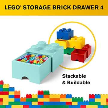 Lego Brick Drawer, 4 Knobs, 1 Drawer, Stackable Storage Box,