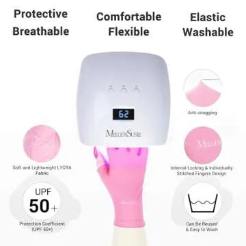 MelodySusie UV Gloves for Gel Nail Lamp, Professional UPF50+ UV Protection Gloves for Manicures, Nai...