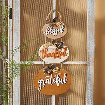 Fall Decorations for Home Thanksgiving Signs Blessed Thankful Grateful Autumn Home Decor Wooden Farmhouse Thanksgiving Decoration Indoor Harvest Sign