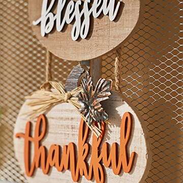 Fall Decorations for Home Thanksgiving Signs Blessed Thankful Grateful Autumn Home Decor Wooden Farmhouse Thanksgiving Decoration Indoor Harvest Sign