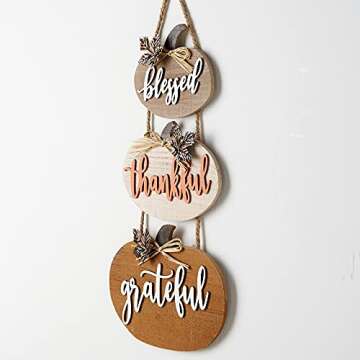 Fall Decorations for Home Thanksgiving Signs Blessed Thankful Grateful Autumn Home Decor Wooden Farmhouse Thanksgiving Decoration Indoor Harvest Sign
