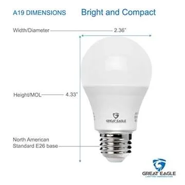 GREAT EAGLE A19 LED Light Bulb - Energy Efficient 6W