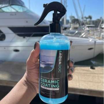 Boat Cleaner Wax - Ceramic Sio2 Sealant & Boat Ceramic Coating Spray, Exterior Boat Cleaner - Water Spot Remover, Boat UV Protectant Spray & Marine Wax for Boats to get a Glossy Shine - AquaDoc 16oz