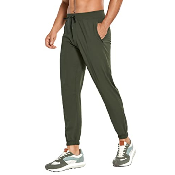 CRZ YOGA Men's 4-Way Stretch Comfy Athletic Pants | Travel & Gym Joggers - Dark Olive
