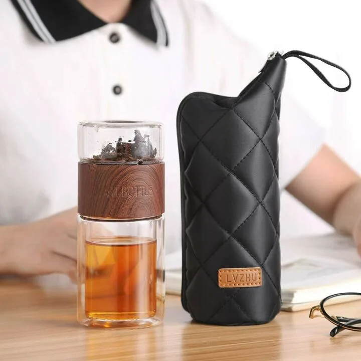 oneisall Tea Infuser Bottle - 7oz Glass Tumbler