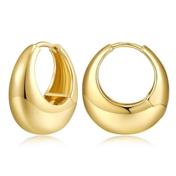 YUJIE 18K Golden Small Chunky Huggie Hoop Earrings