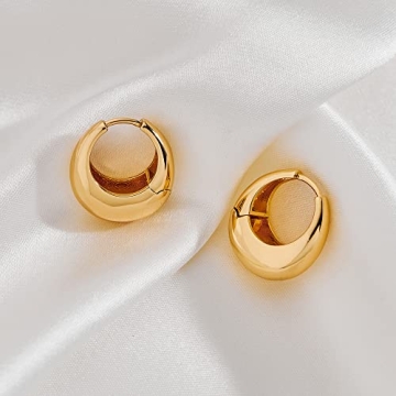 YUJIE 18K Golden Small Chunky Huggie Hoop Earrings
