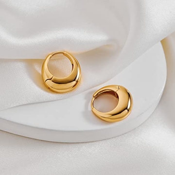 YUJIE 18K Golden Small Chunky Huggie Hoop Earrings