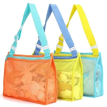 Tagitary Beach Toy Mesh Beach Bag Kids Shell Collecting Bag Beach Sand Toy Totes for Holding Shells ...