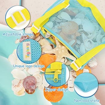 Tagitary Beach Toy Mesh Beach Bag Kids Shell Collecting Bag Beach Sand Toy Totes for Holding Shells Beach Toys Sand Toys Swimming Accessories for Boys and Girls(Only Bags,A Set of 3)