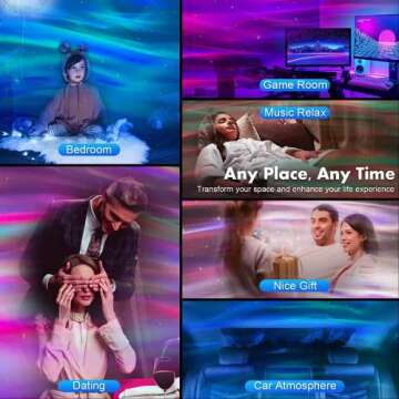 Cayclay Aurora Projector, 4 in 1 Galaxy Star Projector Built-in Bluetooth Speaker Night Light White Noise, Northern Light Projector for Room Decor/Party/Music/Sleeping/Gift (Black)