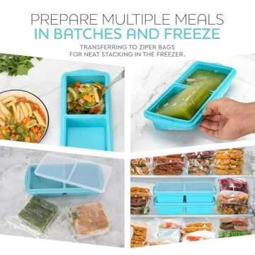 XOMOO Silicone Freezer Tray With Lid-Soup Freezer Container molds-2-cup Extra Large Ice Cube Tray-makes 4 perfect 500ml portions cubes, For freezing soup,stews,sauces.Oven&Dishwasher-Safe(2-Pack)