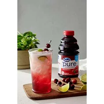 Ocean Spray® Pure Unsweetened Cranberry, 100% Cranberry Juice From Concentrate, 32 Fl Oz Bottle (Pack of 8)
