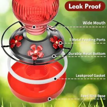 Vintage Style 25 Ounces Hummingbird Feeder with Ant Moat