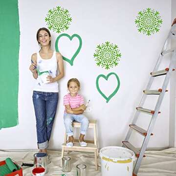 9 Pack 6 x 6 inches Mandala Stencils for Painting on Wood, Wall, Floor, Tile Fabric, Reusable Furniture Stencils Painting Template DIY Decor