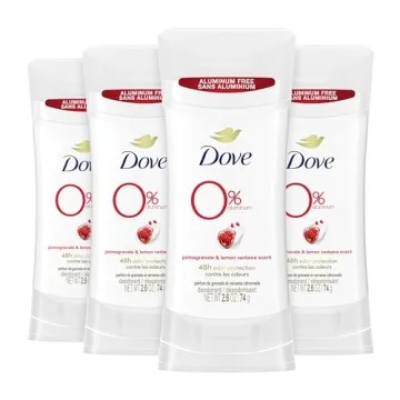 Dove 0% Aluminum Deodorant Stick Pomegranate and Lemon Verbena 4 Count Non-irritating Deodorant for ...