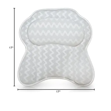 Bath Pillow for Tub, Luxury Bathtub Pillow Head and Neck Support, Relaxing Spa Cushion Head Rest for Tub, Bathtub Accessories for Women and Men with Quick Drying 3D Air Mesh Portable Washable