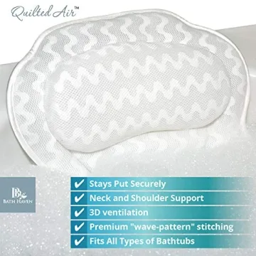 Bath Pillow for Tub, Luxury Bathtub Pillow Head and Neck Support, Relaxing Spa Cushion Head Rest for Tub, Bathtub Accessories for Women and Men with Quick Drying 3D Air Mesh Portable Washable