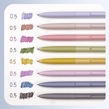 WRITECH 0.5mm Gel Pens, 8ct - Silent Retractable Pens for Journaling, Drawing, and Writing - No Smear, Smudge, or Bleed