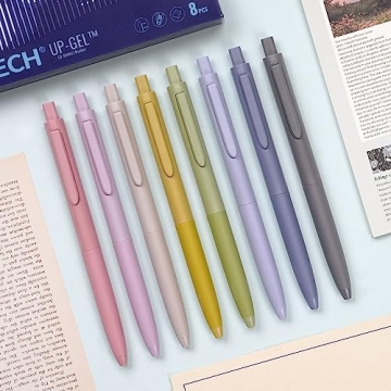WRITECH 0.5mm Gel Pens, 8ct - Silent Retractable Pens for Journaling, Drawing, and Writing - No Smear, Smudge, or Bleed