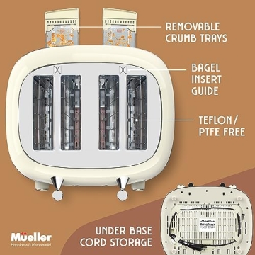 Mueller Retro Toaster 4 Slice with Extra Wide Slots