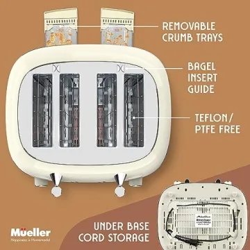 Mueller Retro Toaster 4 Slice with Extra Wide Slots