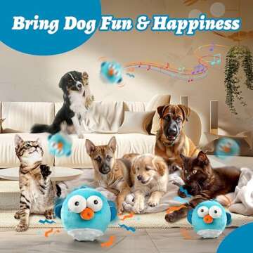 Dog Toy, Interactive Dog Toys, Squeaky Dog Toys with Interactive Dog Ball, Rechargeable Crinkle Dog Chew Toys Pet Plush Toys for Small Medium Large Dog Toys to Keep Them Busy Jumping Music(Puffer)