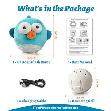 Dog Toy, Interactive Dog Toys, Squeaky Dog Toys with Interactive Dog Ball, Rechargeable Crinkle Dog Chew Toys Pet Plush Toys for Small Medium Large Dog Toys to Keep Them Busy Jumping Music(Puffer)