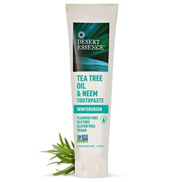 Desert Essence Tea Tree Oil & Neem Toothpaste - 6.25 Oz - Pack of 2 - Refreshing Rich Taste - Baking...
