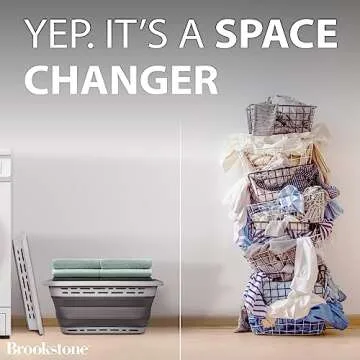 BROOKSTONE, 1 UNIT, 11 GALLONS - [OUR LARGEST BASKET EVER] 24" Collapsible Laundry Basket, Comfort Non-Slip Grip Handles, Minimalist Space Saving Design, Portable Pop-Up Hamper, [BPA FREE]