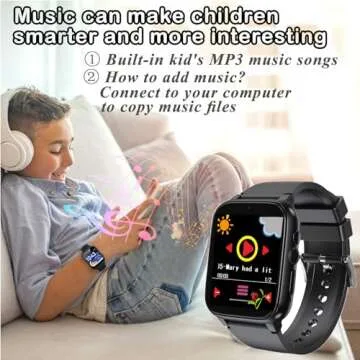 iCHOMKE Smart Watch for Kids, Girls Boys Smartwatch with 26 Games Camera Video Recorder and Player, Pedometer Calendar Flashlight, Audio Book etc.,Toys Gifts for 4-12 Years Children (Black)