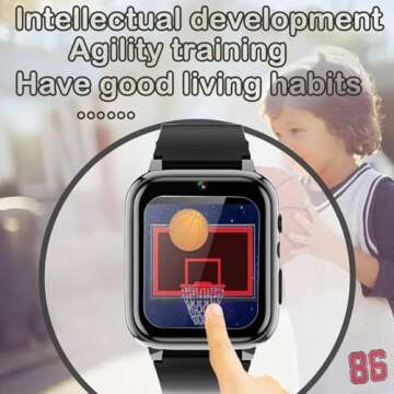 iCHOMKE Smart Watch for Kids, Girls Boys Smartwatch with 26 Games Camera Video Recorder and Player, Pedometer Calendar Flashlight, Audio Book etc.,Toys Gifts for 4-12 Years Children (Black)