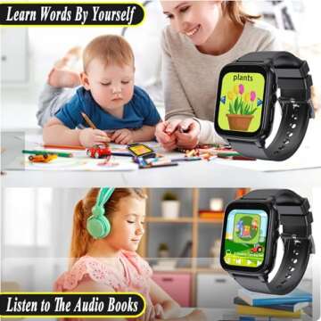 iCHOMKE Smart Watch for Kids, Girls Boys Smartwatch with 26 Games Camera Video Recorder and Player, Pedometer Calendar Flashlight, Audio Book etc.,Toys Gifts for 4-12 Years Children (Black)