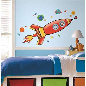 RoomMates RMK2619GM Rocket Giant Peel and Stick Wall Decals