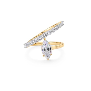 PAVOI Gold Plated CZ Crossover Ring for Women | Hypoallergenic