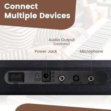 Costzon 61 Key Keyboard Piano, Electric Digital Piano Keyboard with Microphone, Music Stand, Keynote Stickers & Carrying Bag, Portable Keyboard Piano for Beginners Adults