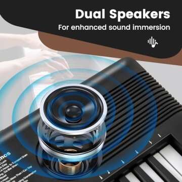 Costzon 61 Key Keyboard Piano, Electric Digital Piano Keyboard with Microphone, Music Stand, Keynote Stickers & Carrying Bag, Portable Keyboard Piano for Beginners Adults