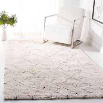 SAFAVIEH Casablanca Collection Area Rug - 5' x 8', Ivory & Black, Handmade Moroccan Boho Wool, 1.2-i...
