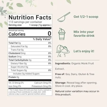 Organic Monk Fruit Extract Powder for Healthy Sweetening