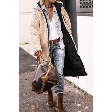 PRETTYGARDEN Women 2025 Long Winter Coats Warm Zip Up Sherpa Fleece Hoodie Puffer Jackets Outwear (Black,Medium)