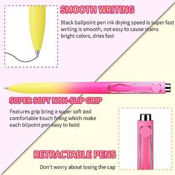 WY WENYUAN Cute Pens, Pastel Ballpoint Pens Bulk, Fine Point Smooth Writing , Colorful Best Gift Pens, Black Ink 1.0 mm Journaling Pens Office Supplies for Women & Men, Note Taking