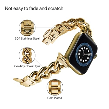 Stylish ALAMHI Apple Watch Band Gold for All Sizes