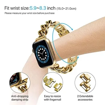 Stylish ALAMHI Apple Watch Band Gold for All Sizes